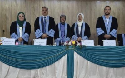 معاون عميد كلية الطب للشؤون الادارية عضواً ومشرفاً ثاني في لجنة مناقشة رسالة ماجستير في كلية التربية الجامعة العراقية