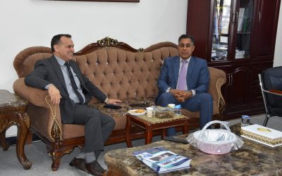 عميد كلية الطب الاستاذ الدكتور احمد نزار الدباغ يستقبل السيد مساعد رئيس الجامعة  للشؤون العلمية