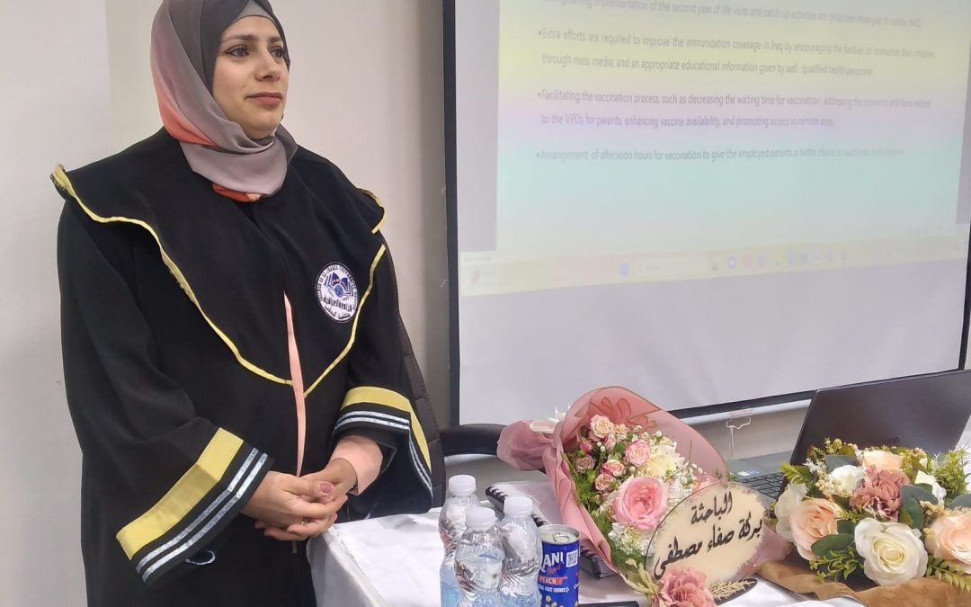 رسالة ماجستير في طب العراقية تناقش مدى انتشار الفرص الضائعة للتحصين بين الاطفال الذين هم دون سن الثانية المترددين على مراكز الرعاية الصحية الأولية في جانب الكرخ من بغداد