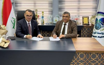 عميد كلية الطب في الجامعة العراقية يستقبل المقيم الخارجي خبير التعليم الطبي ويوقعان اتفاق تنظيم العلاقة والعمل
